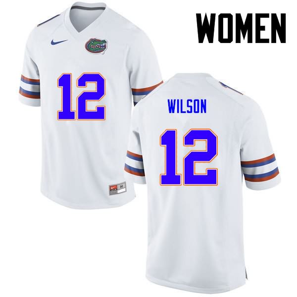 Women's NCAA Florida Gators Quincy Wilson #12 Stitched Authentic Nike White College Football Jersey SBL4565IY